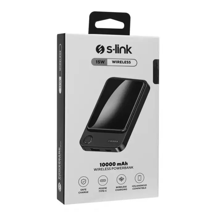 S-lınk M1021, Magsafe, Siyah, 10.000mah, 1xusb, 1xtype-c, 4 Led Göstergeli, Powerbank