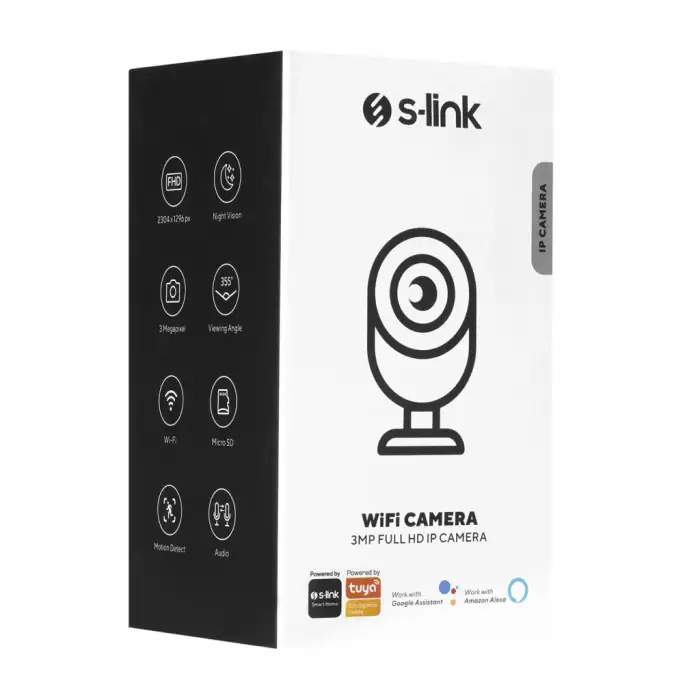 S-lınk Sl-ınd02, Ev/bebek Güvenlik Kamerası, Wifi, 3mpix, 3.6mm Lens, 10m. Gece Görüşü, Hareket Algılama, İki Yönlü Ses, Micro Sd Kartlı, Tuya Yazılım
