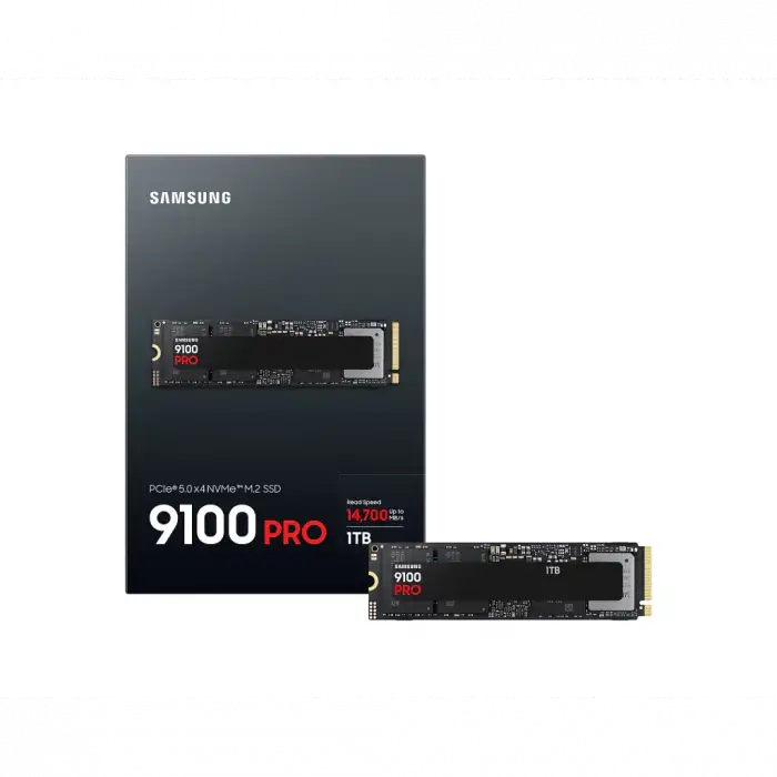 Samsung Mz-vap1t0bw, 9100 Pro, 1tb, 14700/13300, Gen5, Nvme Pcıe M.2 2280, Ssd (türkiye Distribütörü Garantili)