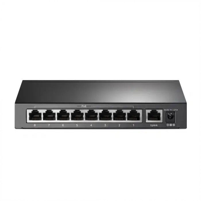 Tp-lınk Tl-sf1009p, 8 Port, Megabit, Poe 65w, 1 Port Uplink, Yönetilemez, Metal Kasa, Masaüstü Switch