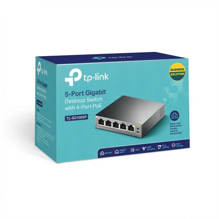 Tp-lınk Tl-sg1005p, 5 Port, Gigabit, 4 Port Poe 56w, Yönetilemez, Metal Kasa, Masaüstü Switch