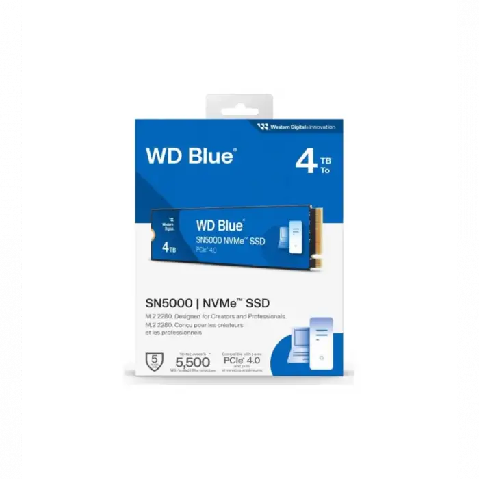 Wd Blue Sn5000, Wds400t4b0e, 4tb, 5500/5000, Gen4, Nvme Pcıe M.2 2280,  Ssd