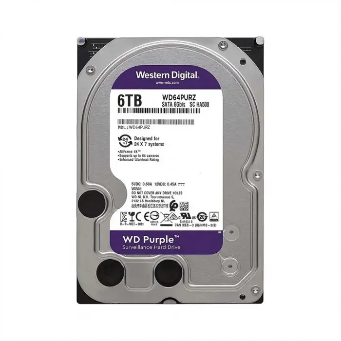 Wd Purple, Wd64purz, 3.5, 6tb, 256mb, 5400 Rpm, 7/24 Güvenlik, Hdd (türkiye Distribütörü Garantili)