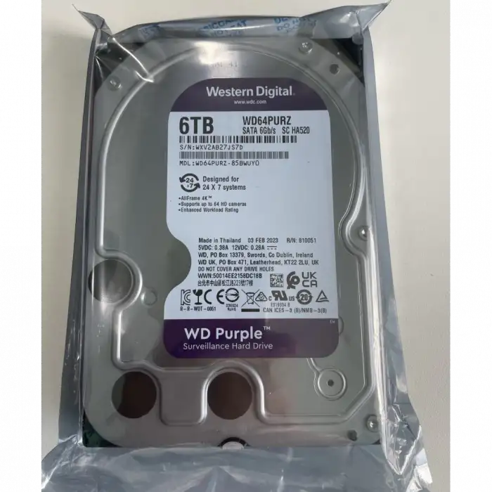 Wd Purple, Wd64purz, 3.5, 6tb, 256mb, 5400 Rpm, 7/24 Güvenlik, Hdd (türkiye Distribütörü Garantili)
