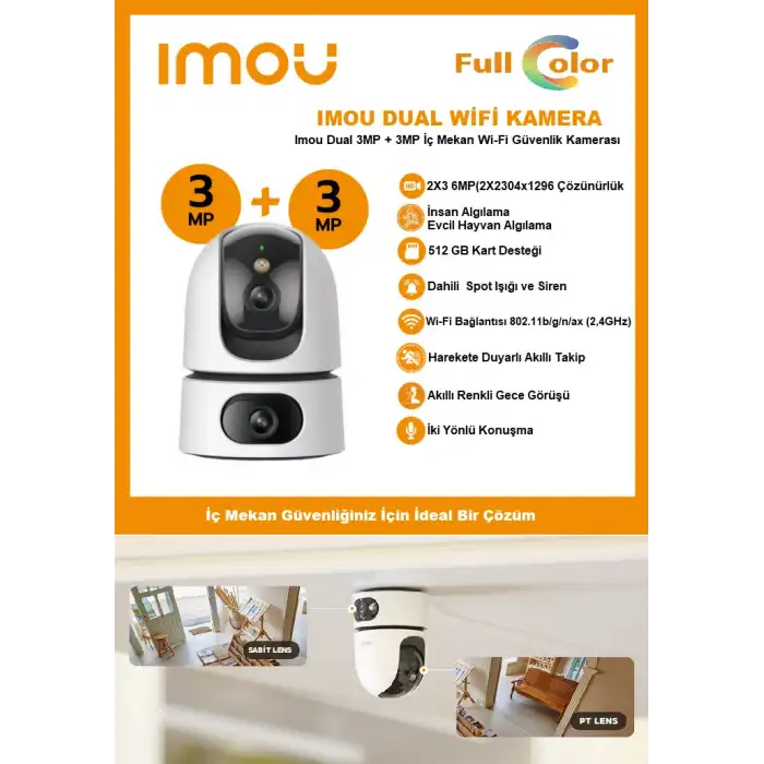 Imou Ipc-s2xep-6m0s-v 6mp İç Ortam Pt Kamera (ranger Dual Pro)