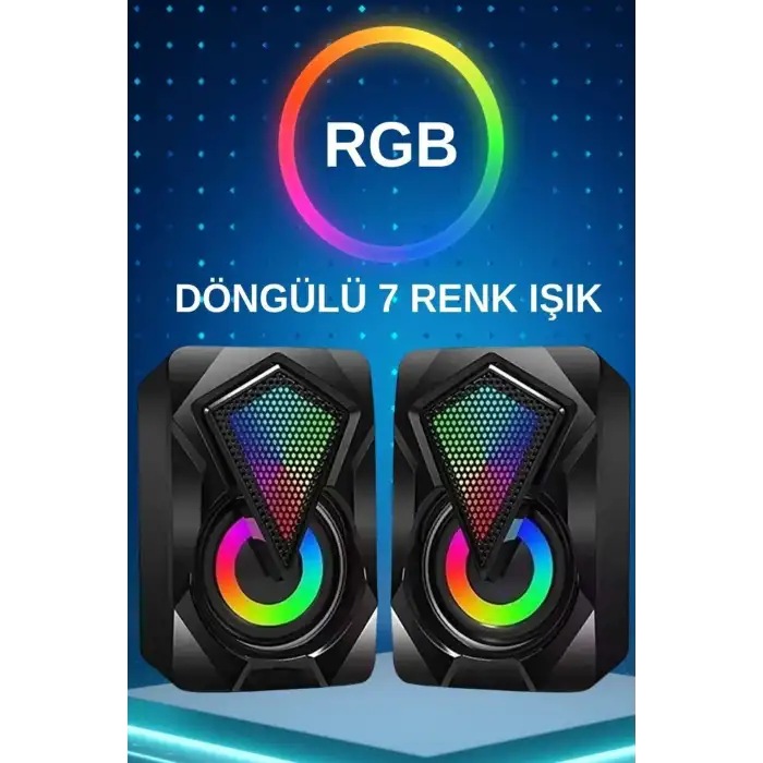 YSD-1046 Mini 1+1 RGB Işıklı Multimedia Speaker Hoparlör Seti