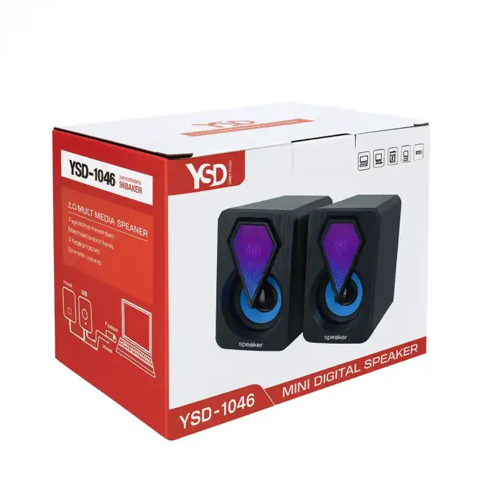 YSD-1046 Mini 1+1 RGB Işıklı Multimedia Speaker Hoparlör Seti
