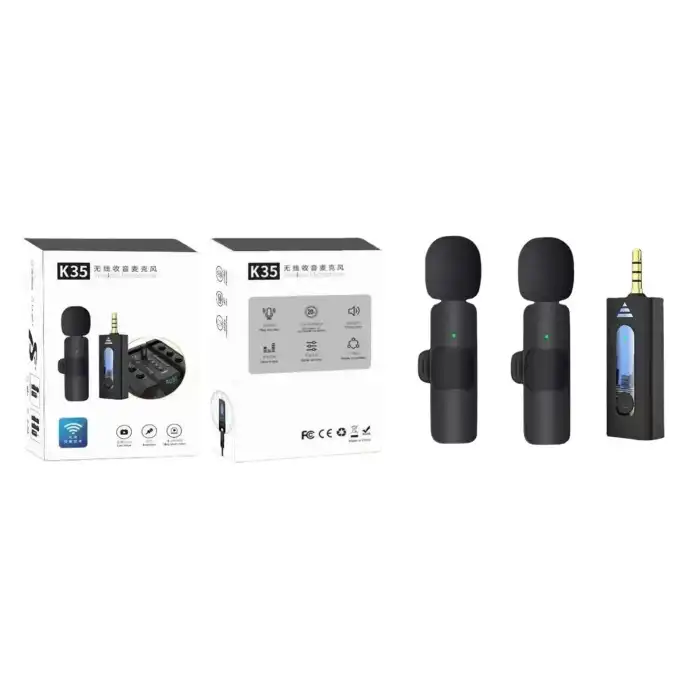 PLATOON PL-2703 K35 Wireless Jaklı Tak Çalıştır Aux Girişli Kablosuz Mini Taşınabilir Yaka Mikrofonu