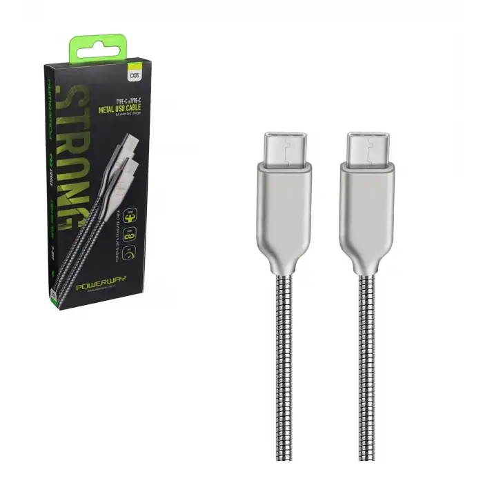 Powerway Type-C to Type-C Metal Başlıklı Hızlı Şarj Kablosu - QC 3.0 Destekli