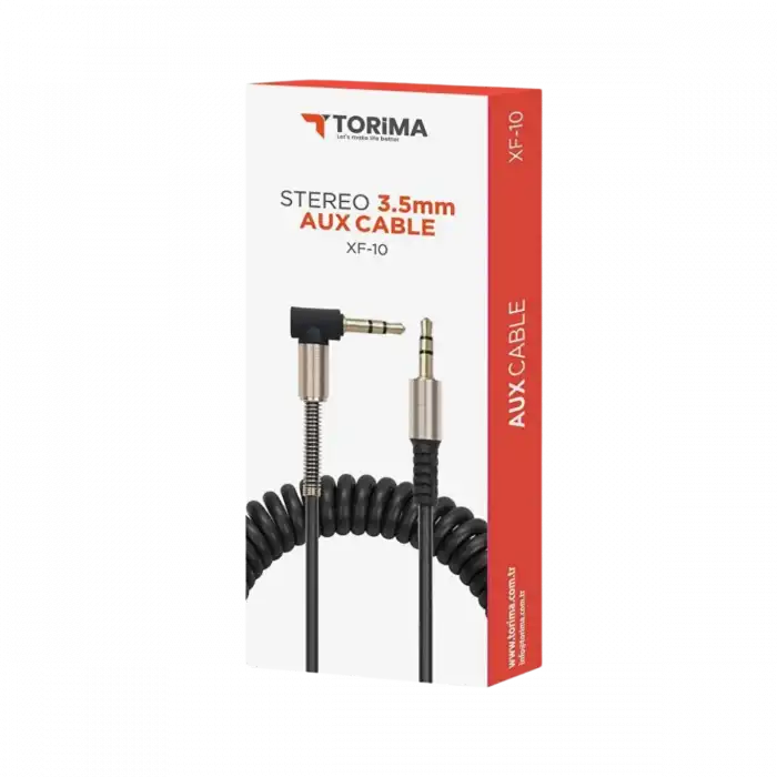 Torima XF-09 Altın Uçlu Araç AUX Ses Kablosu - 3.5mm Akordiyon Kablo