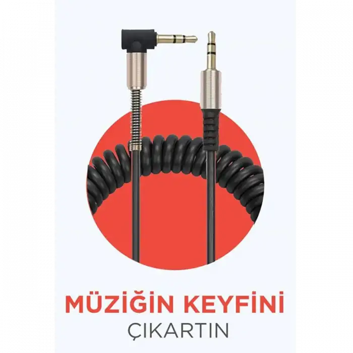 Torima XF-09 Altın Uçlu Araç AUX Ses Kablosu - 3.5mm Akordiyon Kablo