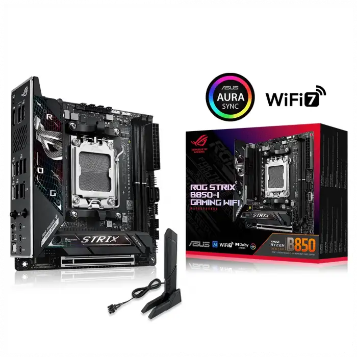 Asus Rog Strıx B850-ı Gamıng Wıfı, 2xddr5, 2xm.2, Hdmı, Dp, Type-c, Wi-fi 7, Bluetooth V5.4, Mini Itx, Am5 Soket Gamıng Anakart