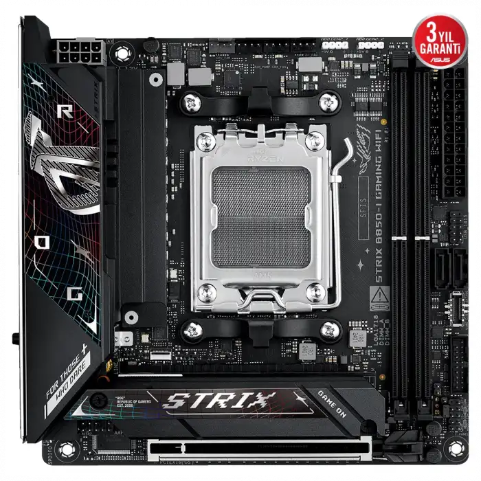 Asus Rog Strıx B850-ı Gamıng Wıfı, 2xddr5, 2xm.2, Hdmı, Dp, Type-c, Wi-fi 7, Bluetooth V5.4, Mini Itx, Am5 Soket Gamıng Anakart