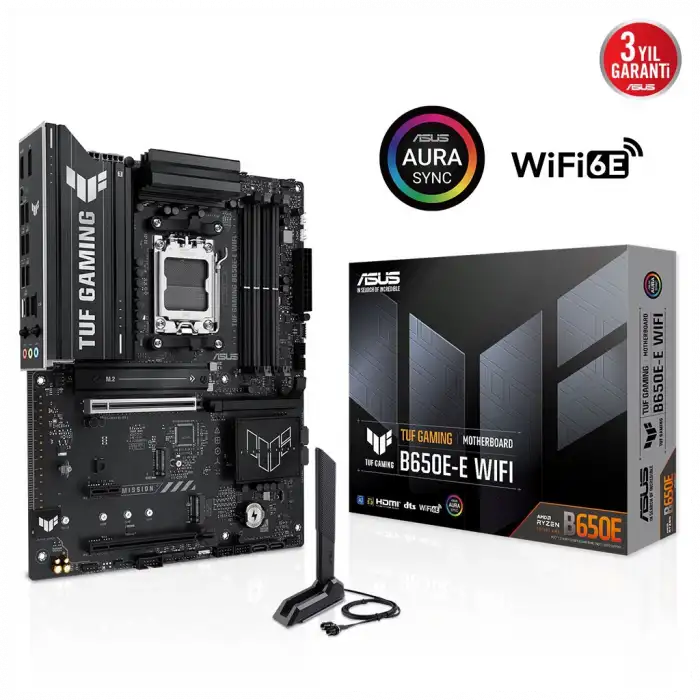 Asus Tuf Gamıng B650e-e Wıfı, 4xddr5, 3xm.2, Dp, Hdmı, Type-c, Wi-fi 6e, Bluetooth V5.3, Am5 Soket Gaming Anakart