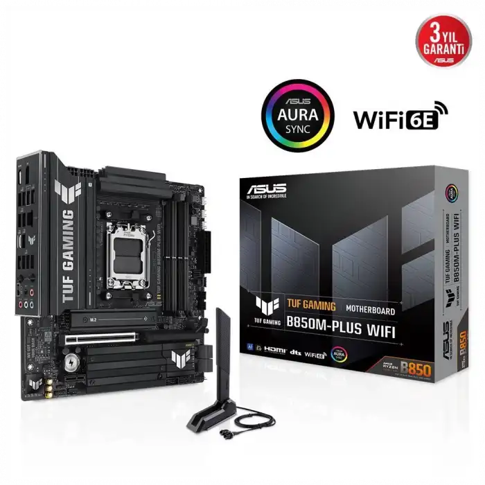 Asus Tuf Gamıng B850m-plus Wıfı, 4xddr5, 3x M.2, Hdmı, Dp, Type-c, Wi-fi 6e, Bluetooth V5.3, Am5 Soket Gamıng Anakart