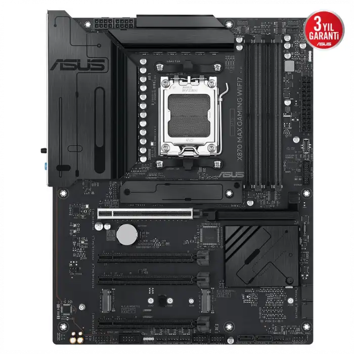 Asus X870 Max Gamıng Wıfı7, 4xddr5, 3x M2, Hdmı, Dp, Type-c, Wi-fi 7, Bluetooth V5.3, Am5 Soket Gamıng Anakart