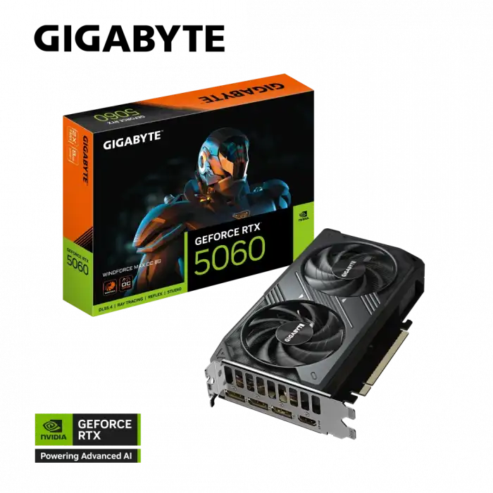 Gıgabyte Gv-n5060wf2max Oc-8gd, Rtx5060, Wındforce Max Oc, 8gb, Gddr7, 128bıt, 2 Fanlı, 1xhdmı, 3xdp, Gamıng Ekran Kartı