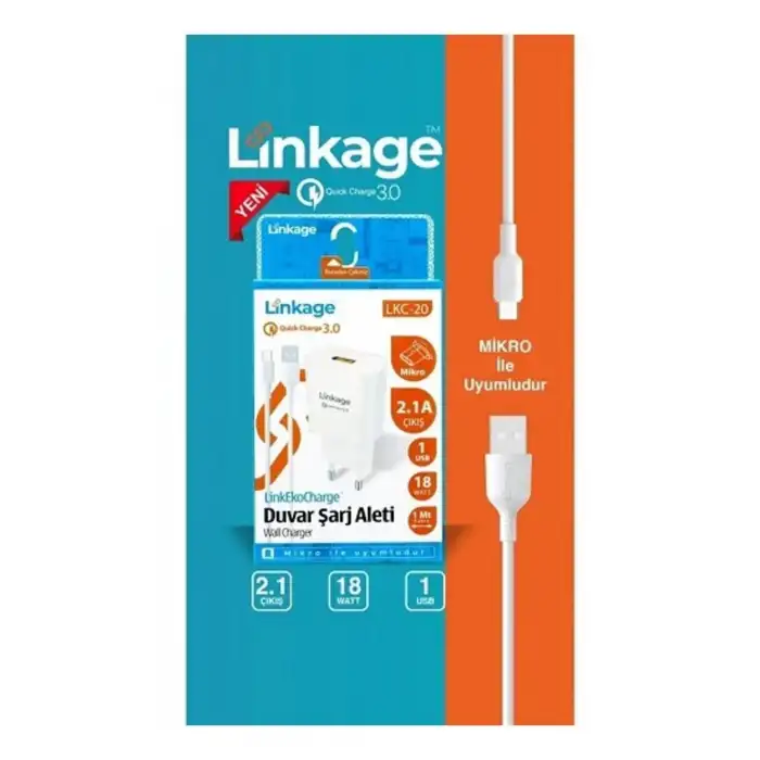 Linkage Lkc-20 3A 18WATT Micro Kablolu Hızlı Şarj Cihazı-1 Metre