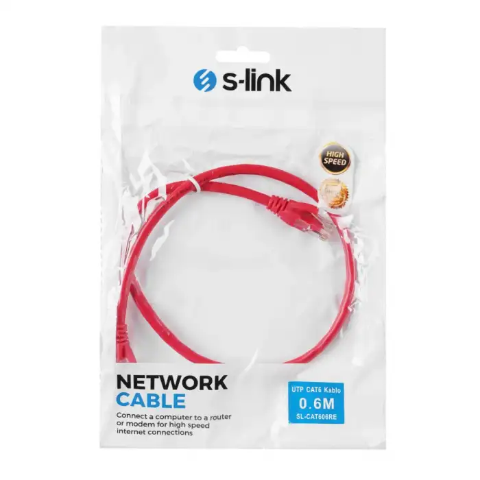 S-lınk Sl-cat606re Cat6 Patch 60cm Kablo (kırmızı)