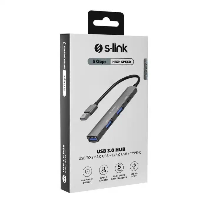 S-lınk Sw-u322, Usb3.0 To 2xusb 2.0, 1xusb3.0, 1xtype-c, Metal, Usb Hub