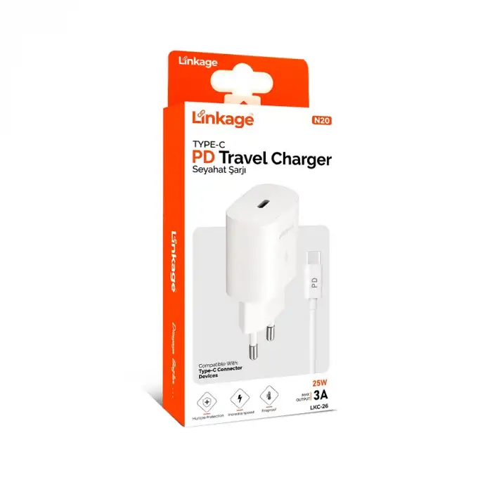 Linkage Lkc-26 PD Type-C 25W Şarj Kablosu Şarj Cihazı