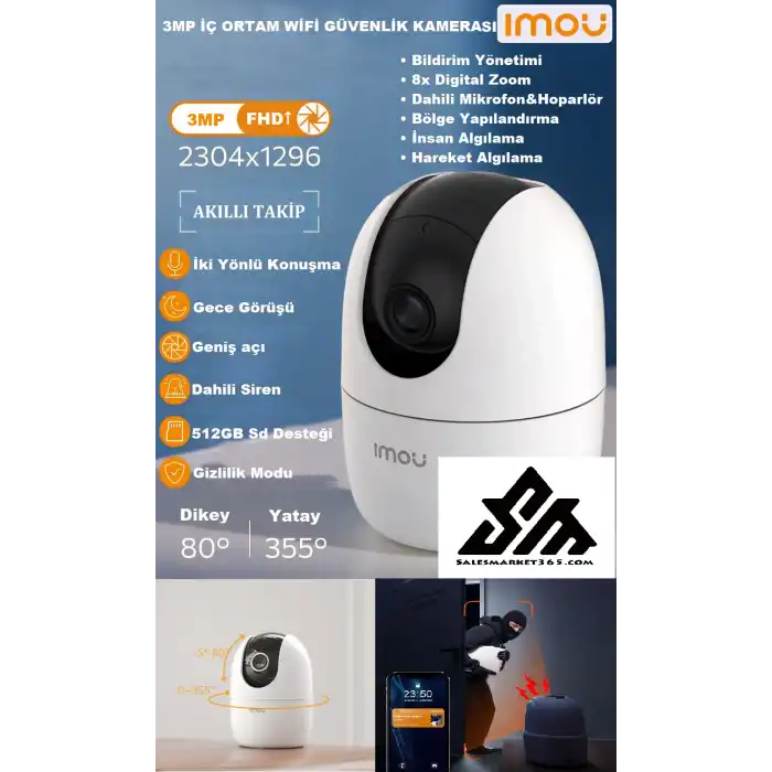 Imou Ipc-k2ecp-3h3w 3 Mp İç Ortam Pt Kamera (ranger 2c)