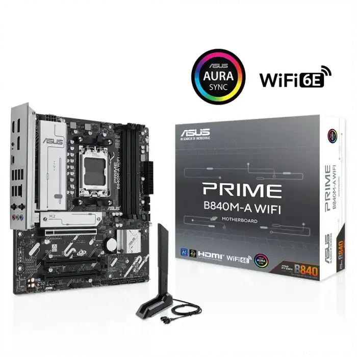 Asus Prıme B840m-a Wıfı, 4xddr5, 3x M.2, Hdmı, 2x Dp, Type-c, Wı-fı 6e, Bluetooth 5.3, Am5 Soket Gamıng Anakart