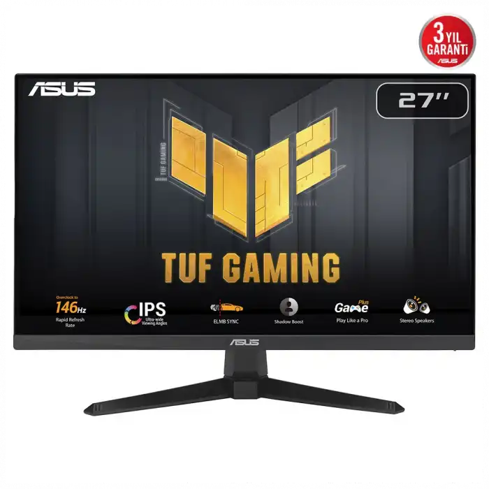 Asus Tuf Gamıng Vg279Qe5a 27 1ms, 146hz, Full Hd, Dp, Hdmı, Hoparlör, Fast Ips Led, Düşük Mavi Işık, Freesync Premium, Gamıng Monitör