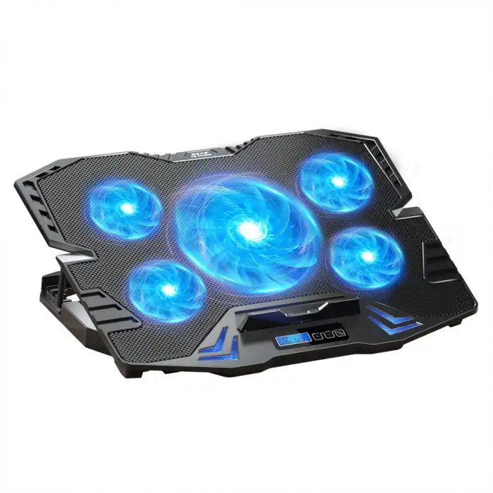 Dexım Dna003, 5ad Fan, 10-17 Notebook Soğutucu, 5 Kademeli Stand, 5 Farklı Program, Ayarlanabilir Hız, Mavi Ledli (siyah)