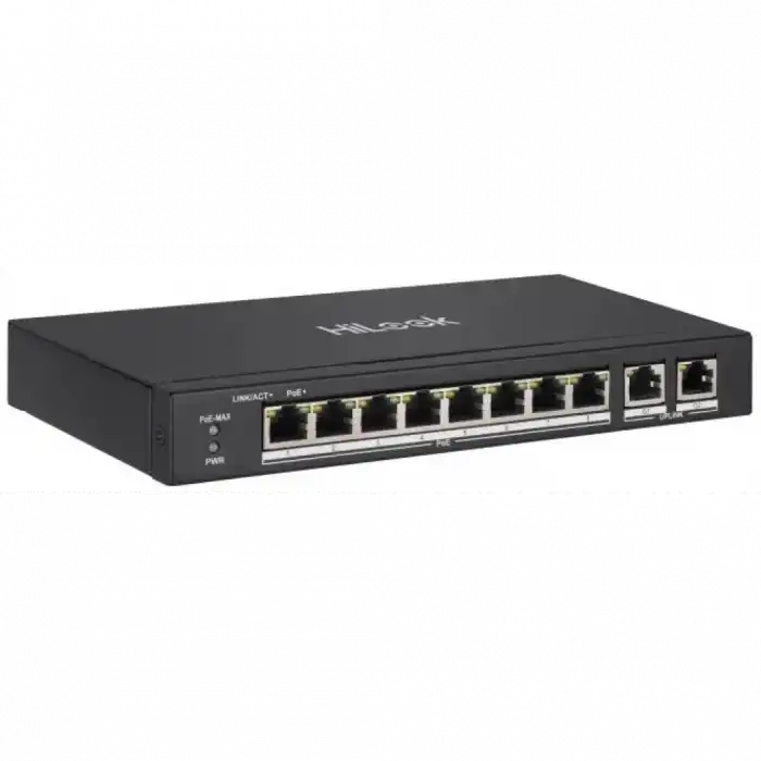 Hılook Ns-0310p-60(b), 8port, Megabit, Poe 60w, 2 Port Gigabit Uplink, Long Range 250metre, Yönetilemez, Masaüstü Switch