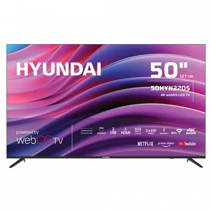 Hyundaı 50hyn2205, 50 127cm, 4k Ultra Hd, Dahili Wi-fi, Dahili Uydu Alıcılı, Smart Led Televizyon