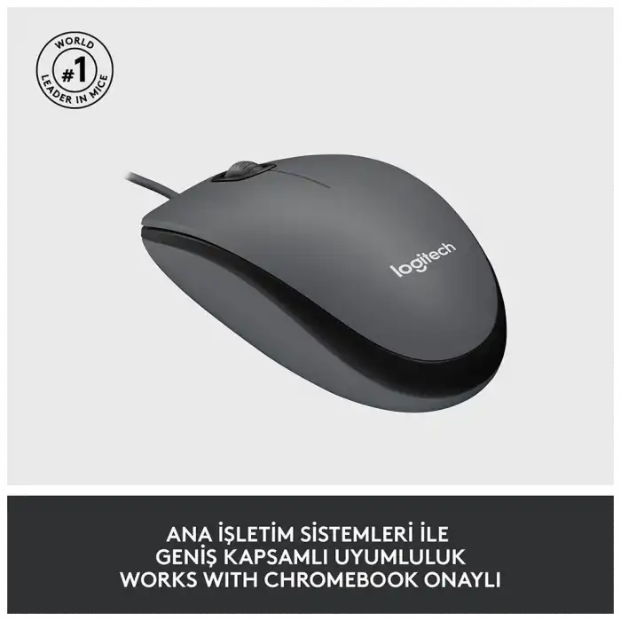 Logıtech 910-006652, M100 Siyah, Usb Kablolu, 1000dpi, Optik, 3 Tuşlu, Mouse