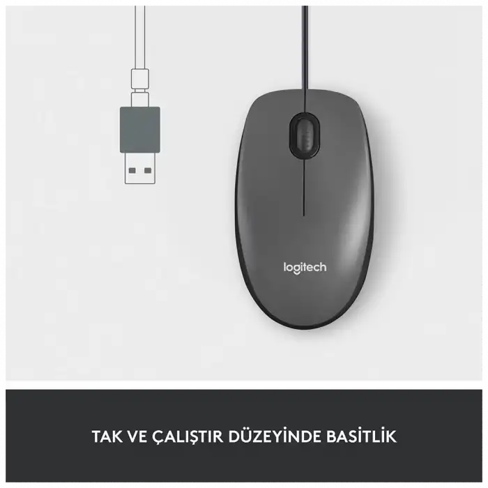 Logıtech 910-006652, M100 Siyah, Usb Kablolu, 1000dpi, Optik, 3 Tuşlu, Mouse