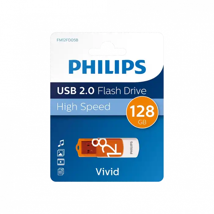 Phılıps Fm12fd05b 128gb Usb 2.0 Vivid Turuncu Flash Disk