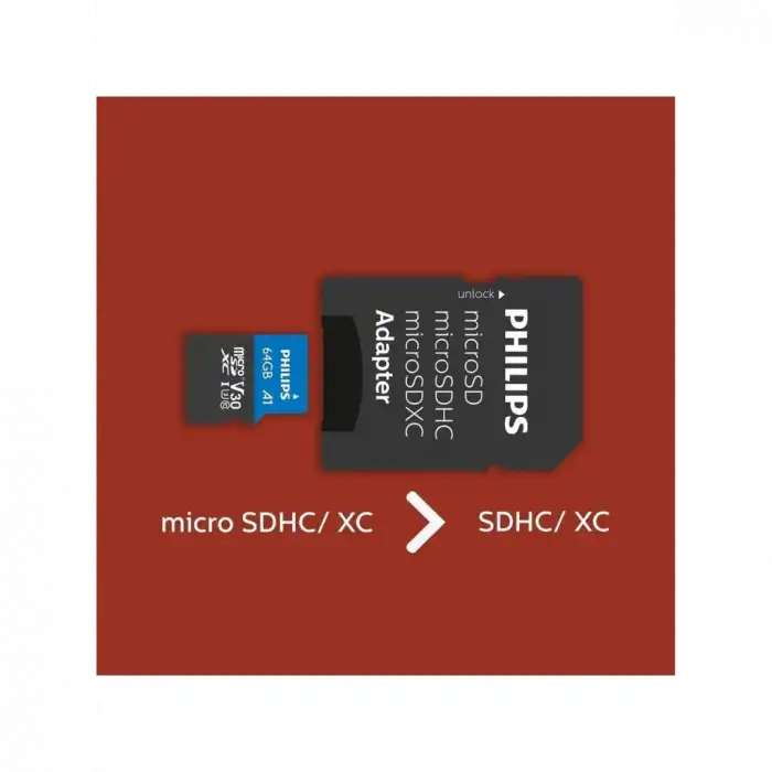 Phılıps Fm64mp65b 64gb Sdxc Uhs-ı V30 Class10 Microsd Kart Bellek (sd Adaptörlü)