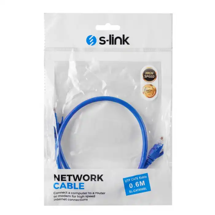 S-lınk Sl-cat606bl Cat6 Patch 60cm Kablo (mavi)