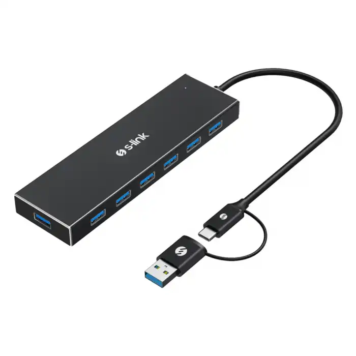 S-lınk Sw-u317 Usb3.0 Type-c To  7xusb 3.0 Metal Usb Hub