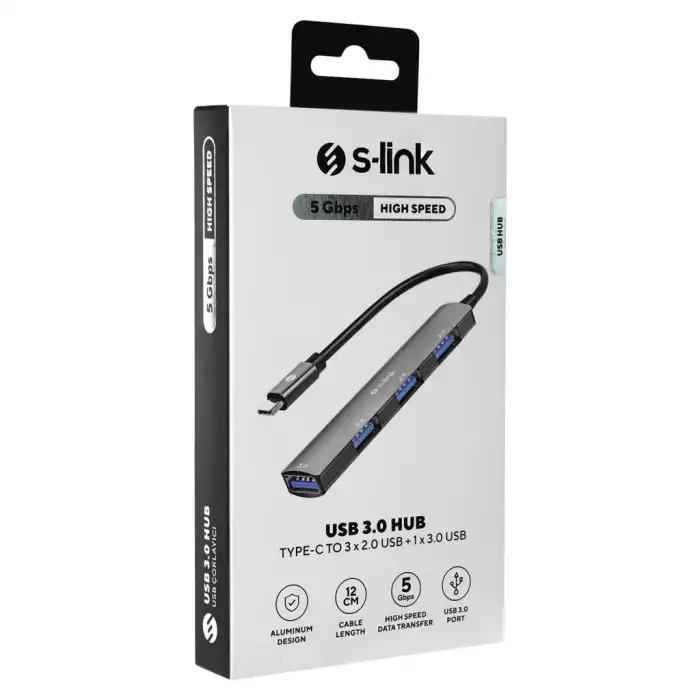 S-lınk Sw-u324, Type-c To 3xusb 2.0, 1xusb3.0, Metal, Usb Hub