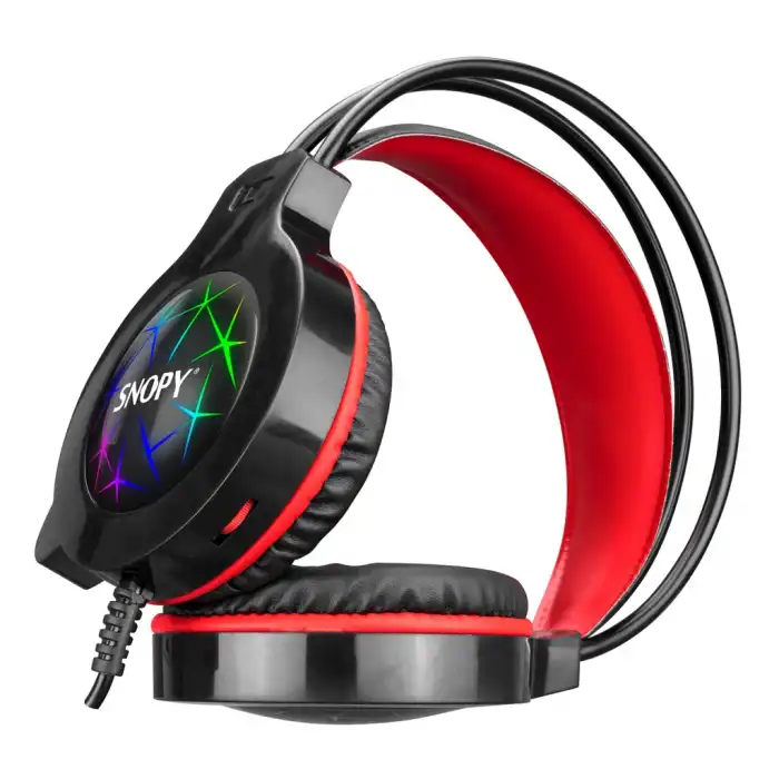 Snopy Sn-gx7 Crazy Kablolu 3.5mm Jac Usb Rainbow Aydınlatma Gaming Mikrofonlu Kulaklık (siyah)