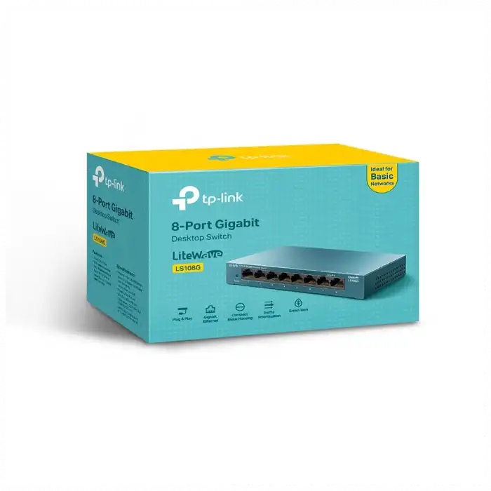 TP-LINK LS108G, Green Tech, 8 Port GigaBit, Yönetilemez, Masaüstü Switch