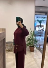 Ceremony 6931 önü gold düğme detaylı pantolonlu takım Bordo