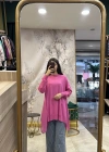 Ghisa 5KOBTNK4689 pembe Tül Detaylı Merserize Tunik
