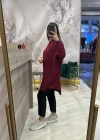 İnvee 6250 omzu şifon tunik bordo