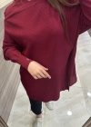 İnvee 6250 omzu şifon tunik bordo