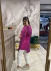 İnvee 6250 omzu şifon tunik fuşya