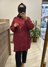 İnvee 7109 Çiçek Desenli Tunik Kırmızı