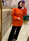 NİQZZA WİM YAKASI PİLELİ BLUZ ORANJ