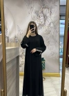 QEFFA 138 Şifon Krep Abaya Siyah