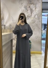 QEFFA 159 Abaya Şifon Gri