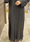 QEFFA 159 Abaya Şifon Gri
